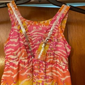 Self Esteem girls dress 7 Animal print bright colors sequins on top area